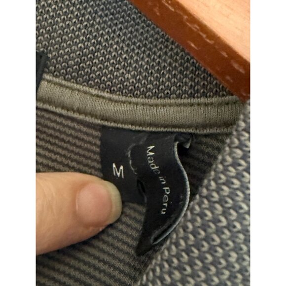 Theory Mens Gray Green Striped Polo Shirt Lightweight Breathable Comfort Size M - Picture 8 of 9